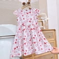 thumbnail image 2 of Zanarzt Tenue pour Bébé Fille Robe d'Été pour Filles avec Manches Fluides Robe à Motif Floral Robe à Imprimé Mignon Robes d'Été, Violet, 2-3 Ans, 2 of 5