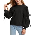 thumbnail image 3 of StSilkitty Girls Casual Tops Puff Long Sleeve Bowknot Crewneck Pullover Tees Fall Lightweight Fashion T-Shirts Size 2-10, 3 of 7