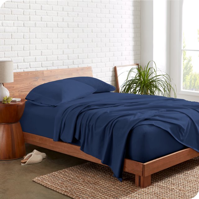 Bare Home Organic Jersey Sheet Set - 100% Organic Cotton - Deep Pocket - 4 Piece - Full, Dark Blue