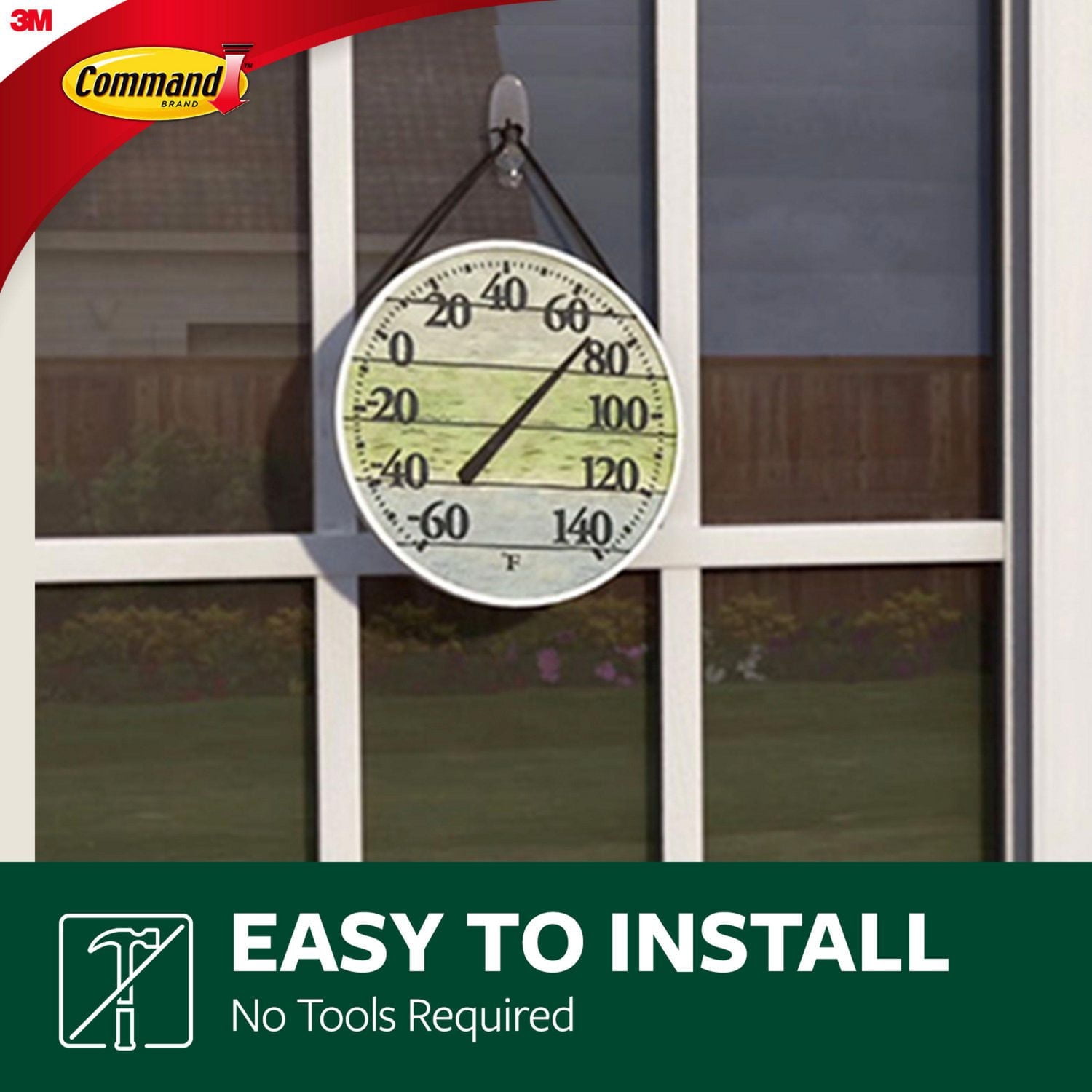Command™ Outdoor Window Hook 17091CLRAWVPEF, Clear, Medium