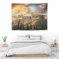thumbnail image 3 of ONETECH  Tapestry Blue Ancient Parthenon Acropolis of Athens Under Dramatic Sunset Sky Greece Wall Hang Decor Indoor House Made in Soft, 3 of 7