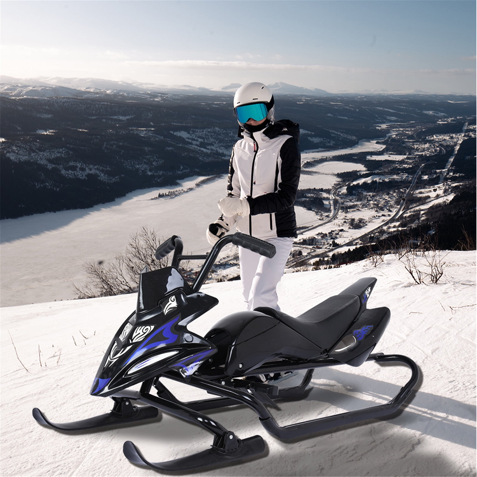 Details about   Snowmobile Snow Bike Sled Toboggan Twin Brakes Ski Sled Slider Board Racer Sled 