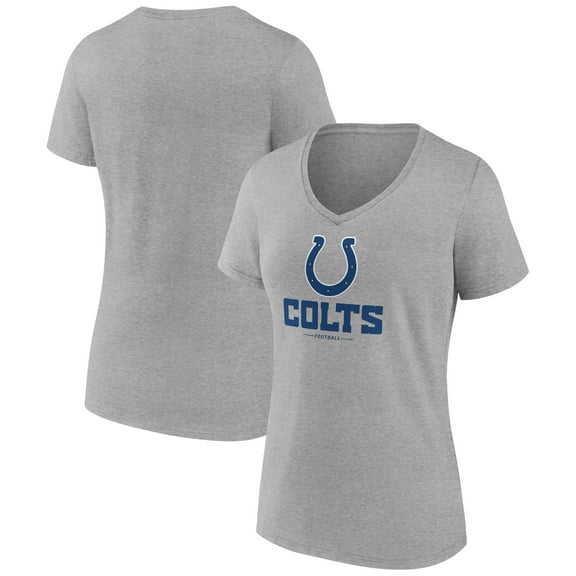 Women's Gray Indianapolis Colts Logo Team Lockup V-Neck T-Shirt