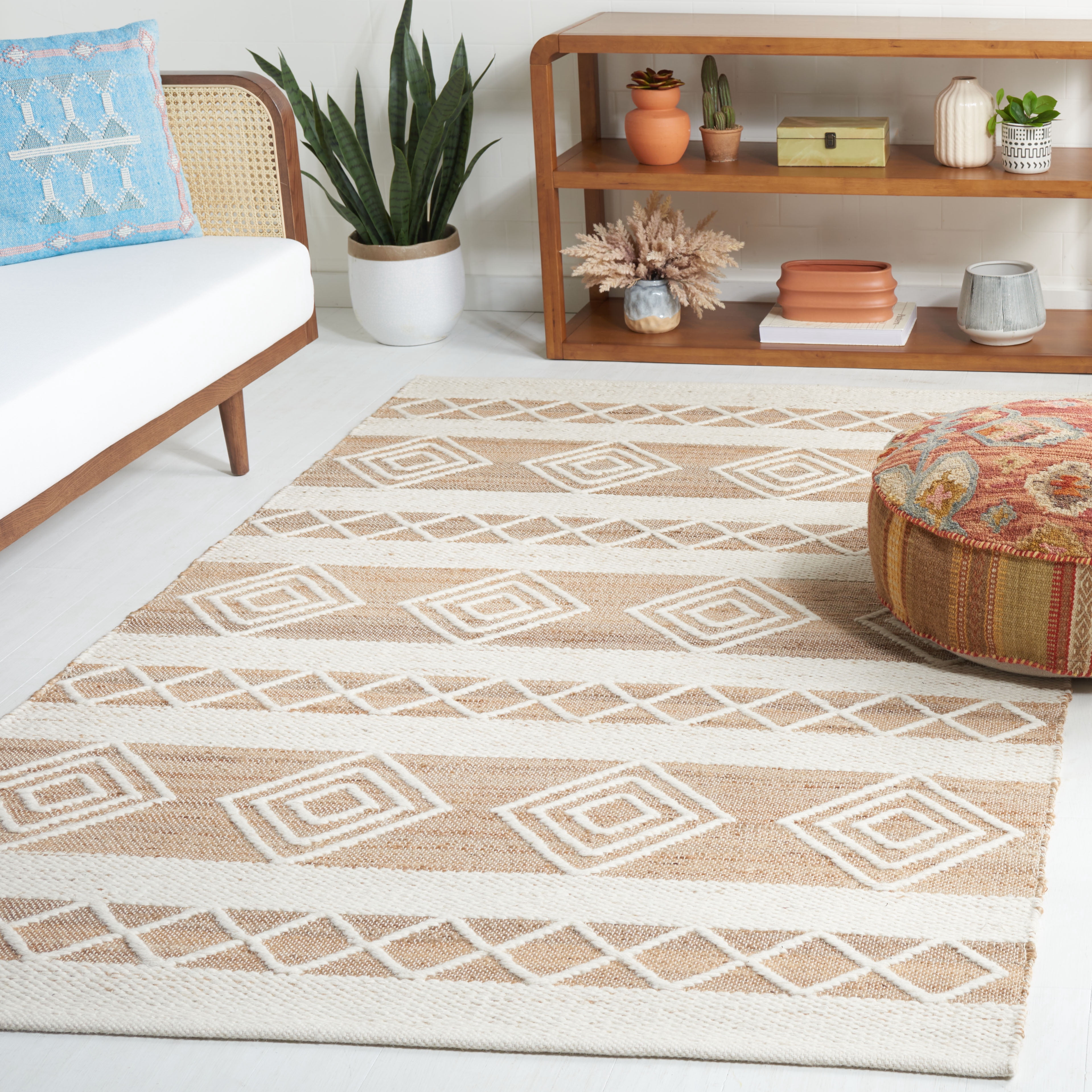 SAFAVIEH Natural Fiber Vivyan Geometric Area Rug, Natural/Ivory, 4' x 6'
