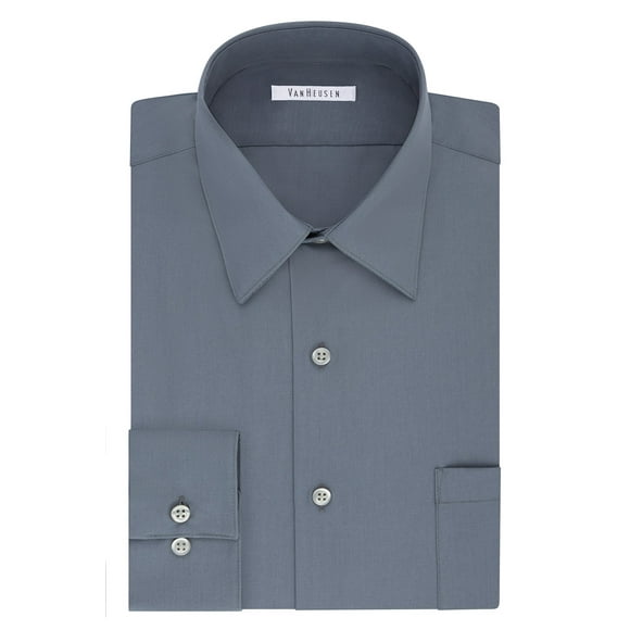 Van Heusen Men's Tall Dress Shirt Big Fit Poplin, Grey, 22" Neck 34"-35" Sleeve