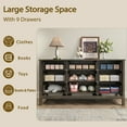 thumbnail image 3 of YouTrend 9 Drawer Farmhouse Dresser,Wood Adult Rustic Chest of Drawer with Metal Handles for Bedroom Living Room Hallway,Vintage Black, 3 of 11