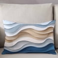 thumbnail image 3 of Beige Blue Ombre Throw Pillow Cover 20 x 30 Inch Decorative Pillow Cover Moire Abstract Artwork Lumbar Pillowcase Seasonal Rectangle Cushion Case for Couch Sofa Bed Living Room, 3 of 7