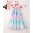 thumbnail image 2 of Kucnuzki 7 Years Big Girls Dress 8 Years Big Girls Summer Clothes Sleeveless Off-the-shoulder Dress Color Gradient Bow Dress One-piece Overalls Clothing Multicolor 7-8 Years, 2 of 8