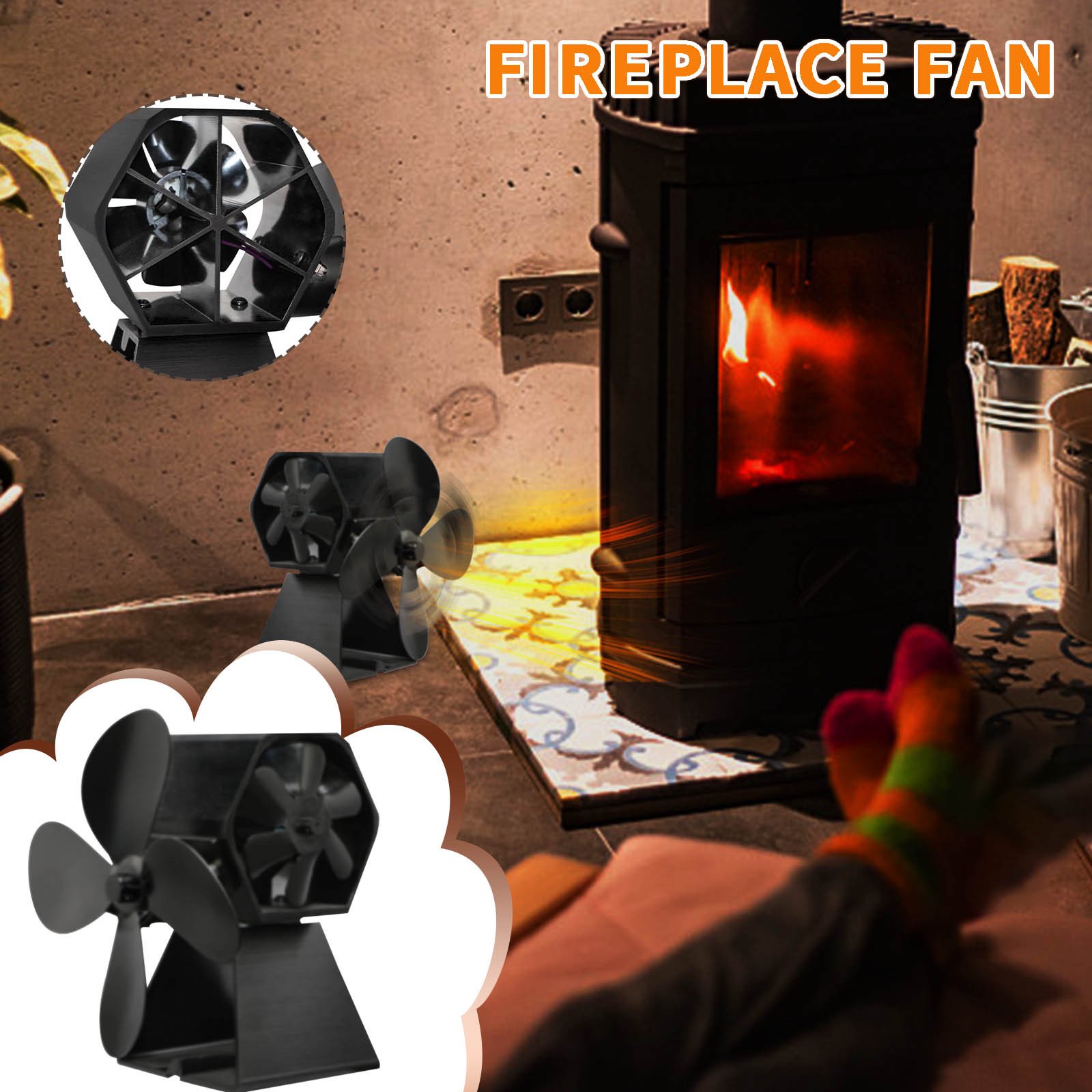 WREESH Stove Fan Wood Stove Fan Fireplace Fan Dual-head Thermodynamic Fan |  Walmart Canada