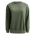 thumbnail image 2 of Women's Side Slit Button Detail Round Neck Sweatshirt, Autumn Winter Solid Color Casual Long Sleeve Pullover Top with Soft Cotton Polyester Blend for Comfortable Relaxed Fit and Street Fashion Green, 2 of 8