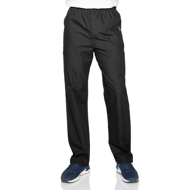 Landau Essentials 7 Pocket Scrub Pants for Men's: Classic Relaxed Fit, Elastic, Zipper Front, Pull-on Medical 8555