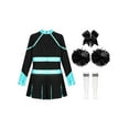 thumbnail image 4 of inhzoy Girls High School Musical Festival Cheerleading Uniforms Shiny Sequins Cheer Outfit Cheer Leader Dresses Blue Green&White-B 6, 4 of 5