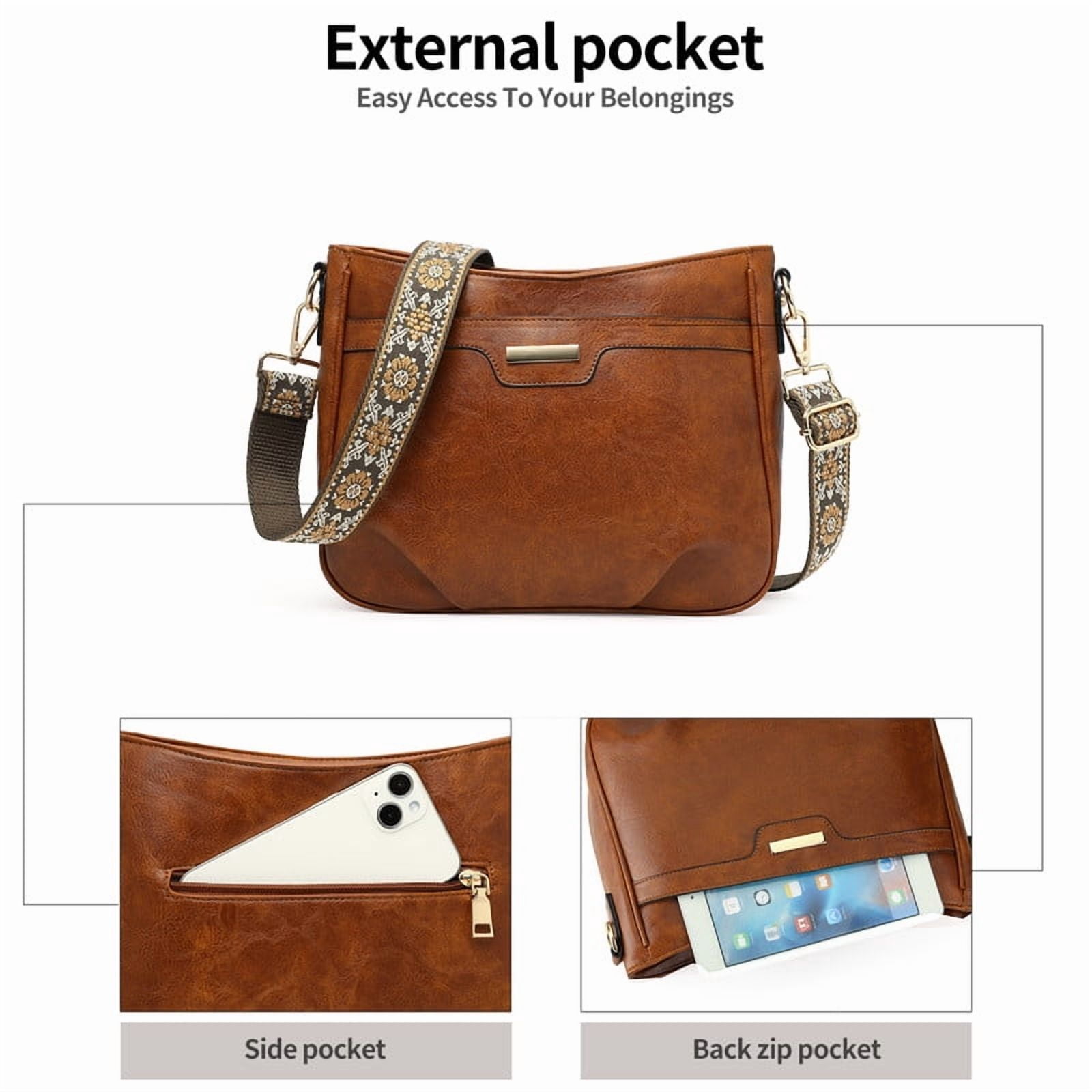 GAEKEAO Crossbody Bags for Women Vegan Leather Shoulder Handbags Pockets Satchel With Wide Adjustable Strap
