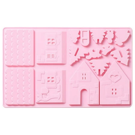 

kmenwei Christmas Soap Molds Cake Mould DIY Christmas House Chocolate Mould Silicone Mould Fondant Cake Chocolate Cookie Decorating Mould Cake tools