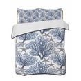 thumbnail image 2 of Navy Blue Coral Coastal Twin XL Size Down Alternative Comforter,Lightweight Comforter Quilt Bedding Set with Pillow Shams Summer Beach Starfish Nautical All Seasons Bed Comforter Duvet Insert 68"x98", 2 of 7