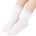 thumbnail image 2 of GZWYHT Ankle Socks,Crew Socks 1 Pairs Women Summer Soft Solid Lace Splice Socks Medium Stockings Socks Dress Socks,Cotton Socks,Cute Socks White, 2 of 4