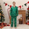 thumbnail image 6 of 2Pcs Family Matching Christmas Pajamas Sets Silk Satin Clothes Parent-Child Cute Print Sleepwear Pjs For Couples/Women/Men/Kids, 6 of 8