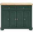 thumbnail image 2 of HomeStock Renaissance Rhapsody Kitchen Island with Durable Top and Optional Casters - Island/Cart, Versatile Storage Kitchen Island, Elegant Kitchen Cart-Color:Emerald, 2 of 10