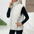 thumbnail image 5 of QATAINLAV Women's Lightweight Sleeveless Winter Jackets Casual Stand Collar Quilted Puffer Vest Zip up Warm Coats with Pockets, White, L, 5 of 10