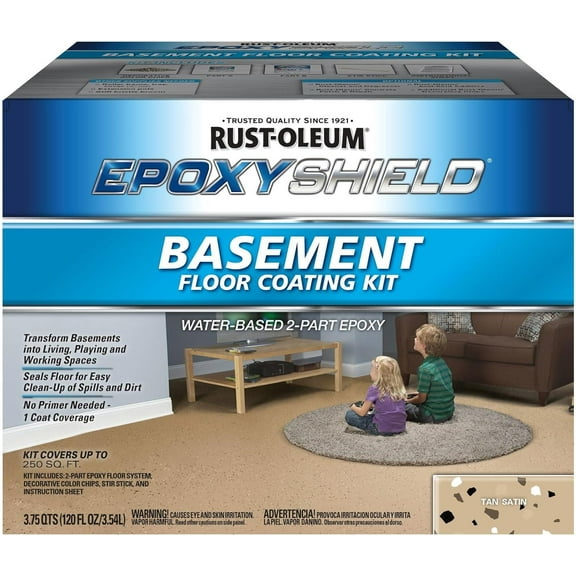 Rust-Oleum EPOXYSHIELD Basement Kit, Tan, Satin, 1 Gallon - 391281