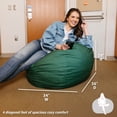 thumbnail image 4 of Big Joe Fuf 4Ft Foam Bean Bag Chair with Removable Cover for Kids, Teens, Collegiate Green Velveteen, Durable Woven Polyester, 4 foot Large Reading and Gaming Seat, 4 of 10