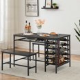 thumbnail image 3 of 3-Piece Dining Table Set for 4, Dining Table with 2 Benches, Kitchen Table and Chairs Set with 2 Storage Shelves, Wine Rack and Glass Holder for Small Space Kitchen Restaurant Bar, 3 of 8