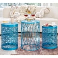 thumbnail image 4 of Y&M Outdoor Heavy Duty Metal Round End Table, Blue (Set of 3), 4 of 7
