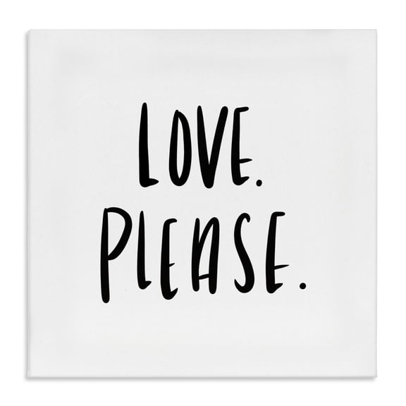 Stupell Industries Contemporary Love Please Sentiments Minimal Black White Typography Canvas Art, 30 x 30, by SD Graphics Studio
