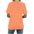 thumbnail image 4 of HomeDM Short Sleeve Shirts for Women Solid Color Crew Neck Casual Summer Loose Fit Tops, Orange, 4 of 8