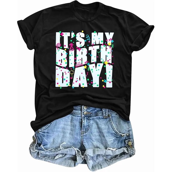 Birthday Shirts for Women It's My Birthday T-Shirt Party Squad Short Sleeve Tee Top