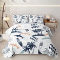 thumbnail image 2 of Erosebridal Surf Palm Silhouette Bed Spread Queen,Navy Shark Summer Queen Coverlet Set For Boys,3 Pieces, 2 of 7