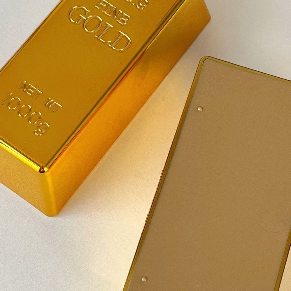 Jiibva 3 Pcs Fake Gold Bar Fake Golden Brick Replica Gold Bar Bullion Gold Bar Decorations Realistic Gold Bar Brick Prop Movie Prop Paperweight Novelty Gift