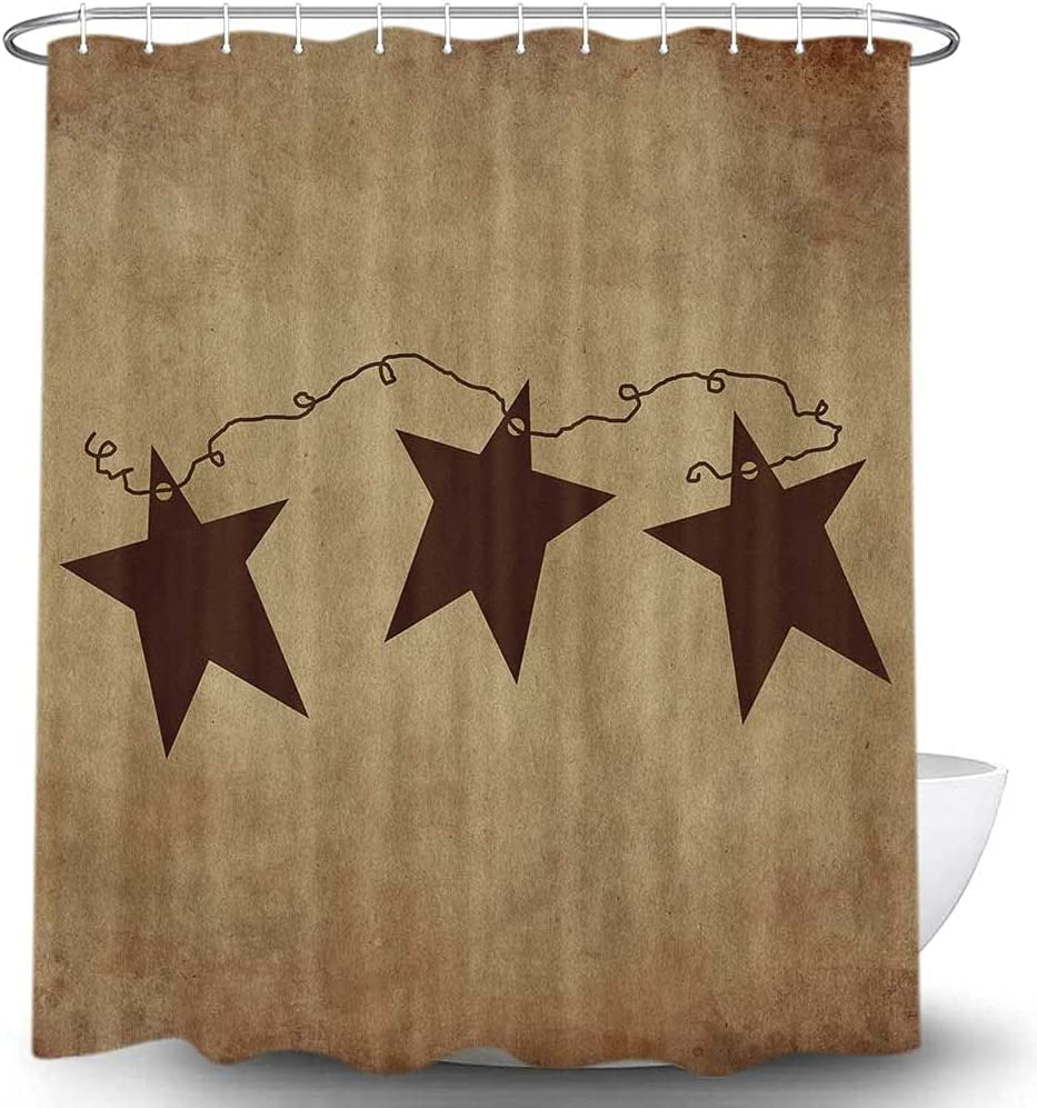 Vintage Rustic Iron Stars Shower Curtains for Bathroom, Western Country