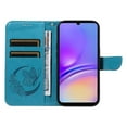 thumbnail image 6 of SaniMore Wallet Case for Samsung Galaxy A15, PU Leather Embossed Butterfly Flip Folio Cover Card Holder [Kickstand][Wrist Strap] All Arpund Protective Shockproof Shell, Blue, 6 of 18