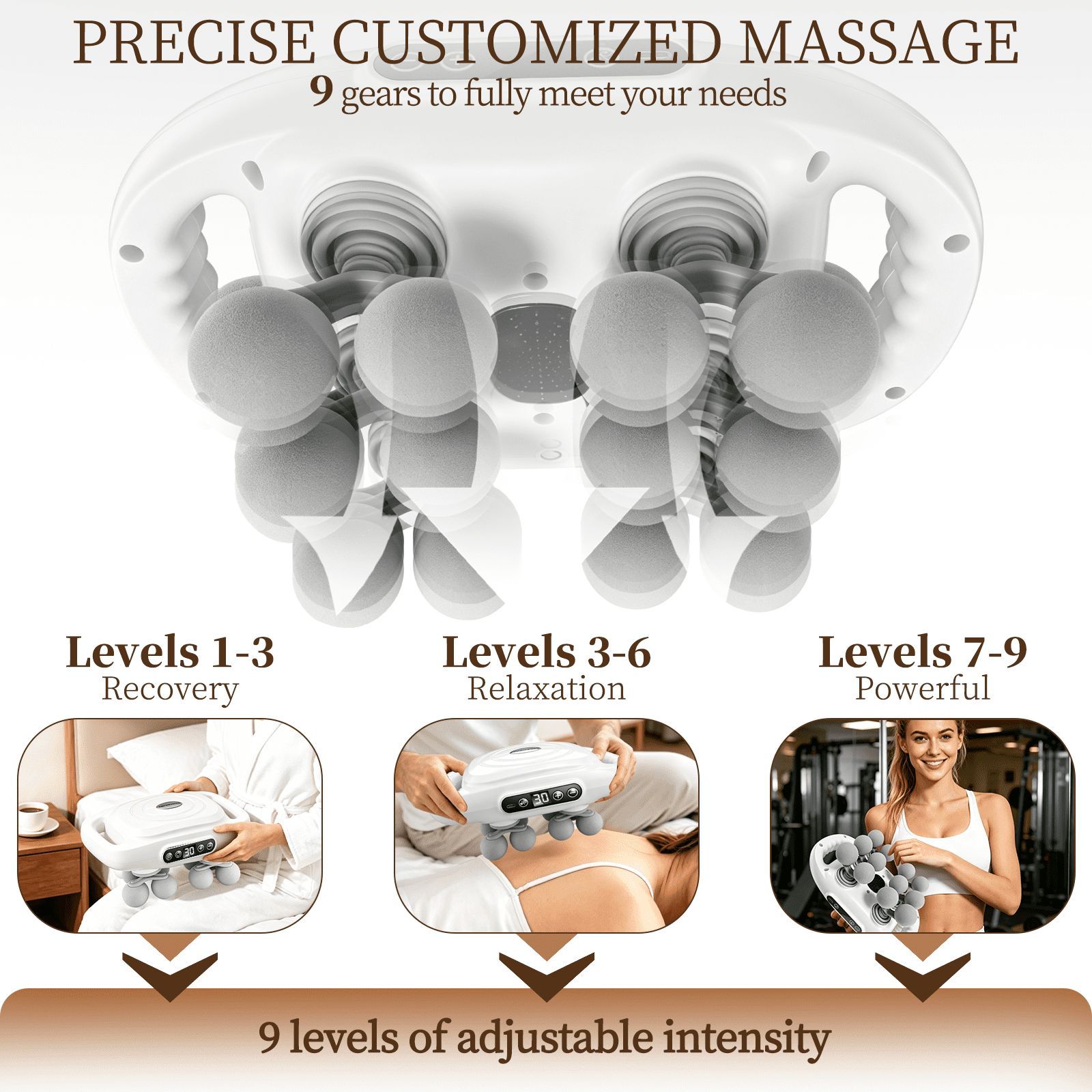 20-Head Deep Tissue Massage Gun, 30 Speeds 3 Modes, 110lb Force, Ultra-Quiet 35dB, Type-C Rechargeable for Full Body Muscle Relaxation