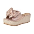 thumbnail image 2 of PiGOGI Women's Bow Wedge Sandals Thick Sole Open Toe Non-Slip Comfortable Beach Slides Summer Pink 5.5, 2 of 9