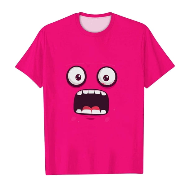 Tops de Ajuste Suelto para las Mujeres Sudadera Casual Impresa Manga Corta Cuello Redondo Superior, Poliéster