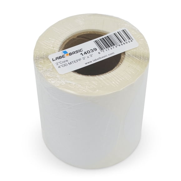 3" Circle Matte Polypropylene Label Rolls 350 Labels Per Roll, 2 Inch Core, 4 Inch OD