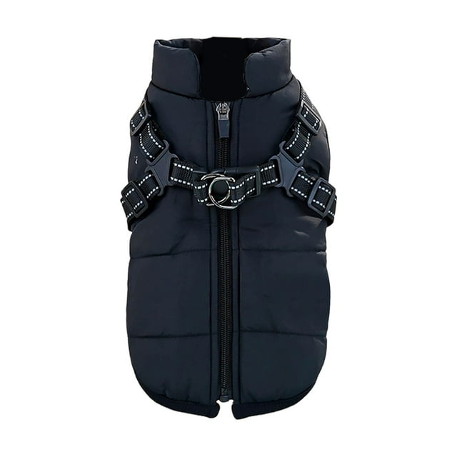 Insulated Winter Vest Jacket With Built In Harness For Dogs And Cats Cold Weather Outdoor Apparel Cozy Windproof Design