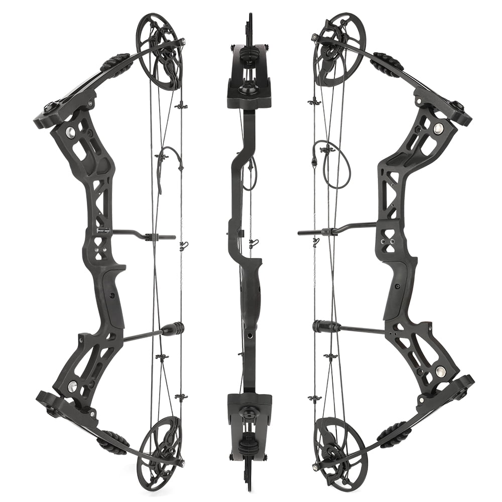 Adult Compound Bow, Adjustable 30-70 lbs Draw Weight, 23.5"-31" Draw Length, 30.5" Axle-to-Axle, 75% Let-Off, Aluminum Alloy Riser, Fiberglass Limbs, Black/Camouflage