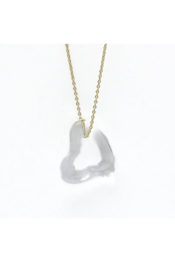 Pre-Owned Tiffany Open Heart Lock Crystal Necklace Yellow Gold (18K) Crystal... (Good)