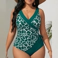 thumbnail image 2 of Erwazi Womens Plus Size Printed One Piece Tummy Control Swimsuit Ruffled Front Backless Bathing Suit, 2 of 8