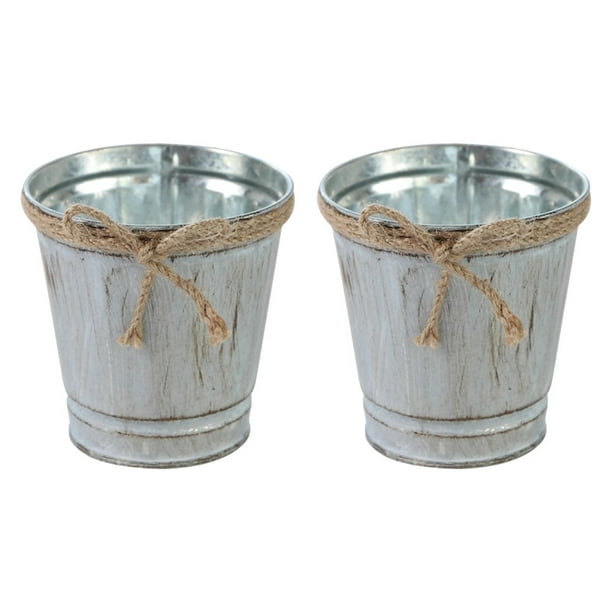 ColoMX 2pcs cubierta de flores de plantador de florero de hierro rústico vintage para decoración interior