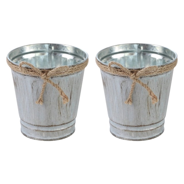 2pcs Shabby Chic Iron Flower Buckets Plantador Flores Floros Balcón Decoración