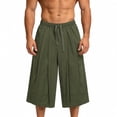 thumbnail image 5 of Men's Wide Leg Casual Baggy Japanese Yoga Harem Pants Hip Hop Cropped Pants Loose Fit Size 3XL Army Green, 5 of 5