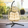 thumbnail image 2 of Dextrus Egg Chair Swing Hanging Outdoor Wicker Hammock Chairs Indoor with Steel Stand UV Resistant Cushion 330lbs for Patio, Bedroom, Garden and Balcony - Beige, 2 of 5