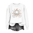 thumbnail image 6 of Arlun Halloween Funny Sweatshirt for Women Sequin Pumpkin Cart Graphic Printed Pullover Tops Long Sleeve Hoodless Shirt Casual Fall Fashion Sweatshirts for Everyday Wear White XL, 6 of 7