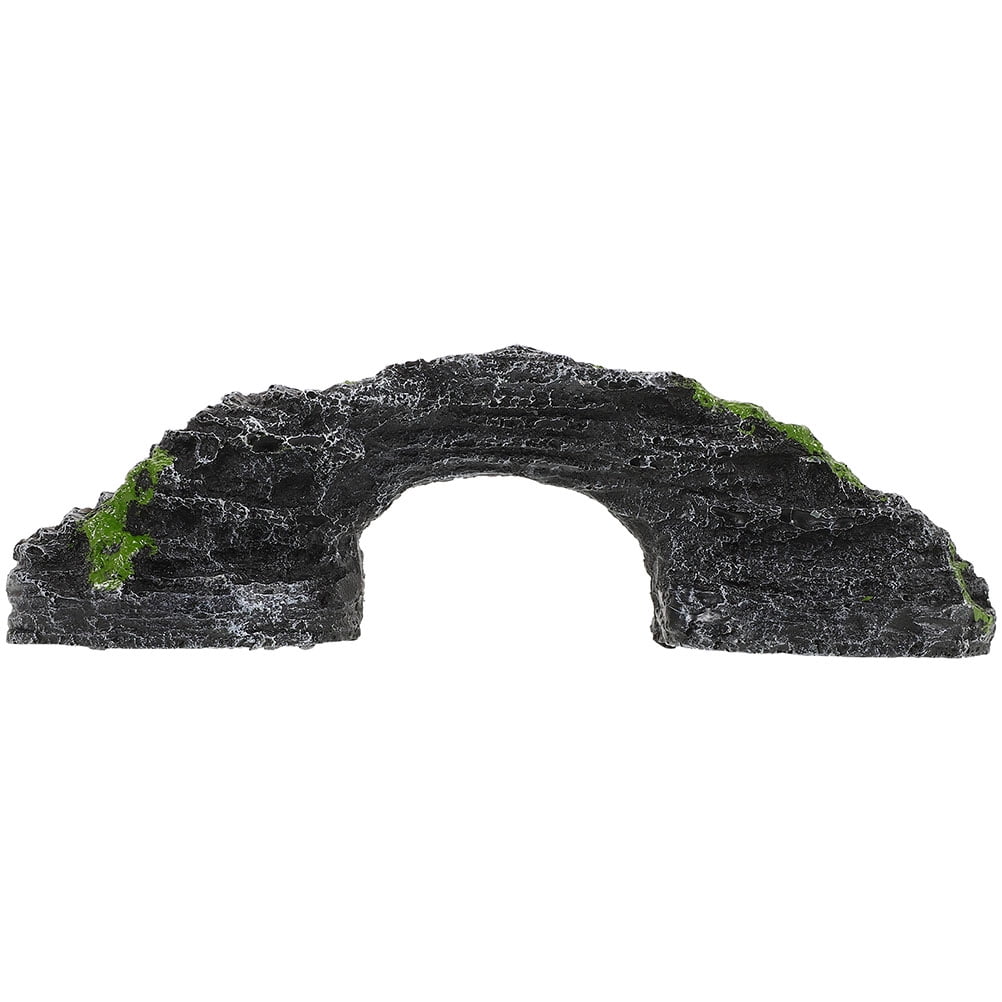 MOKKHNB Turtle Basking Platform with Rock Resin Hideout - Reptile Aquarium Accessory for Turtles and Small Pets