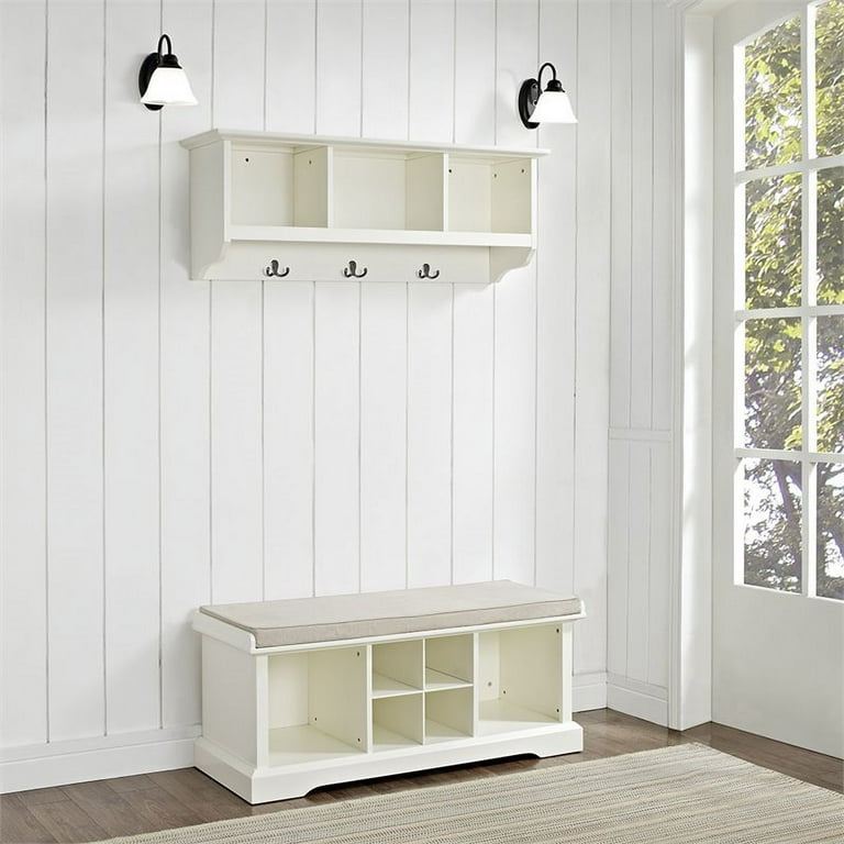Entryway bench outlet & shelf set