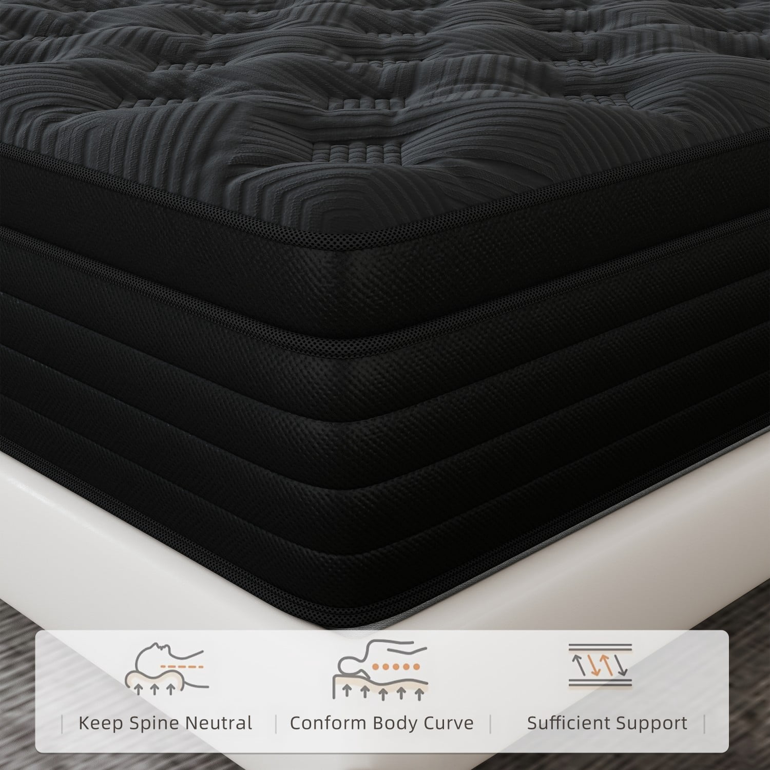 Zaxzudu 12 Inch Hybrid Mattress Twin Gel Memory Foam Innerspring Cool Sleep